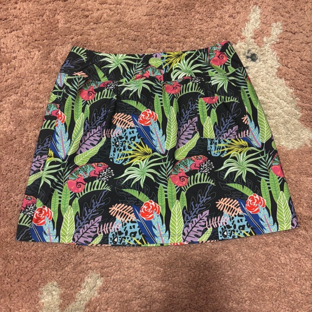 Skinz Tropical Floral Golf Tennis L Womens Skort BEACHY Stretch MADE IN USA - Picture 4 of 8